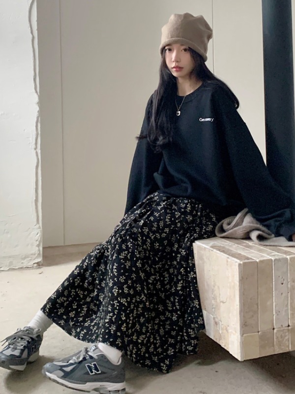 plus Size Women's High Waist F - Midi Skirt Floral 评论和价格