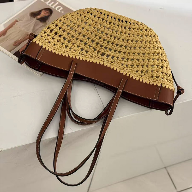 Luxury Raffia Straw Tote Bag,F - Crochet Bag Raffia 评论和价格