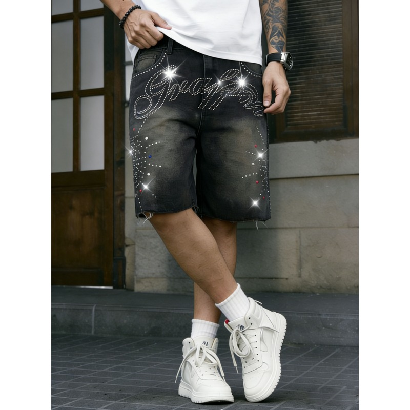 American Streetwear Men's Non- - Shorts Denim Frayed 评论和价格