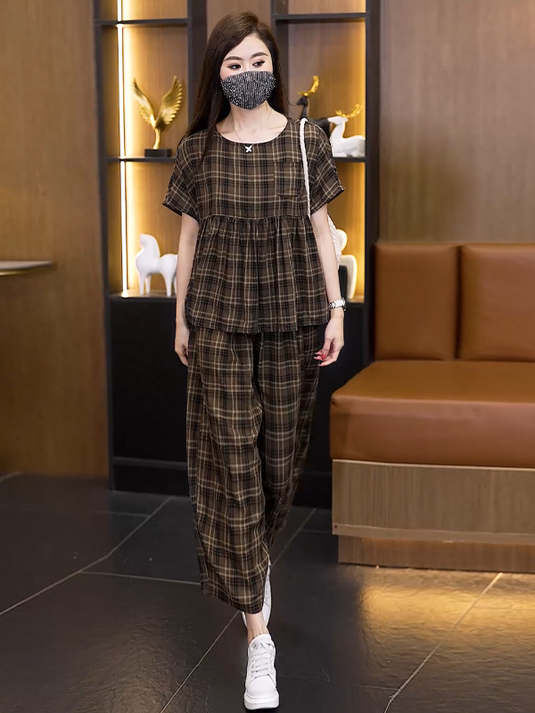 Summer 2026 plus Size Plaid Co - Linen Pant Wide 评论和价格