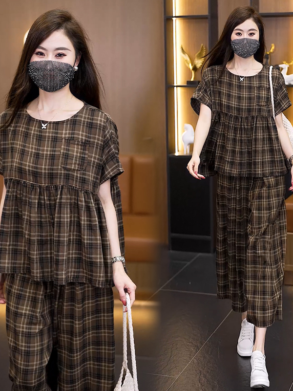 Summer 2026 plus Size Plaid Co - Linen Pant Wide 评论和价格