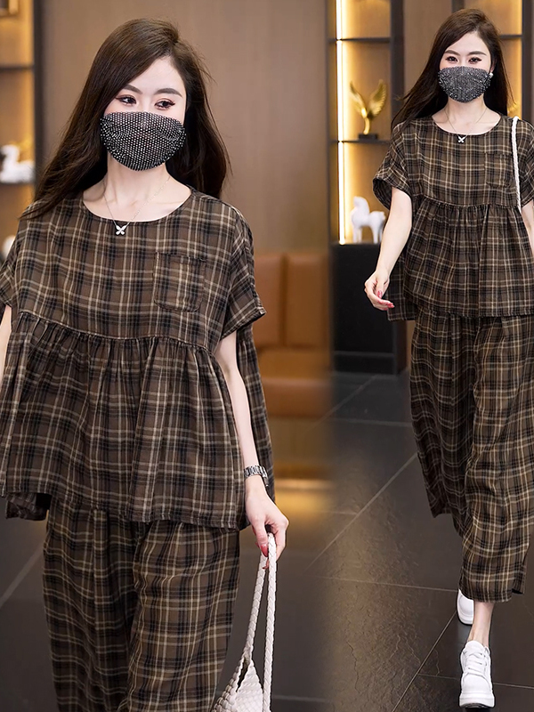 Summer 2026 plus Size Plaid Co - Linen Pant Wide 评论和价格