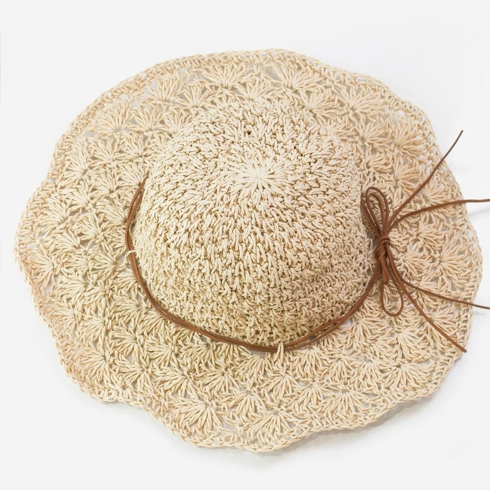 Handwoven Crochet Straw Hat Fo - Hat Floppy Wide 评论和价格