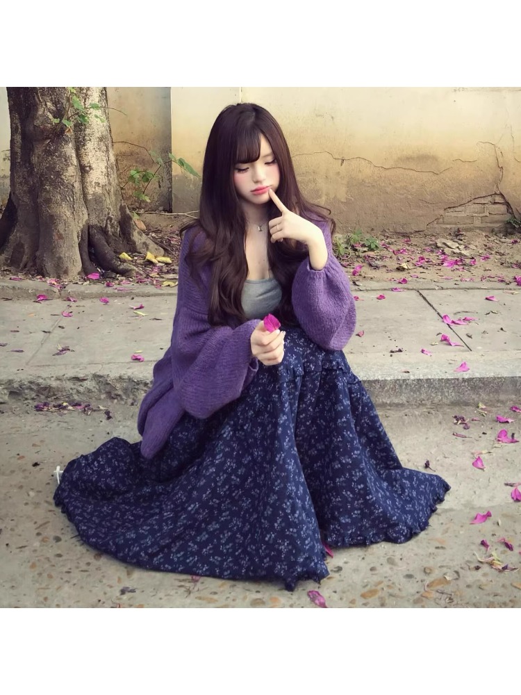 plus Size Women's High Waist F - Midi Skirt Floral 评论和价格