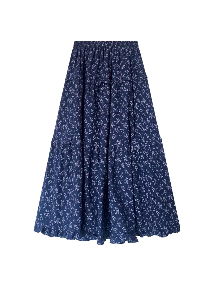 plus Size Women's High Waist F - Midi Skirt Floral 评论和价格