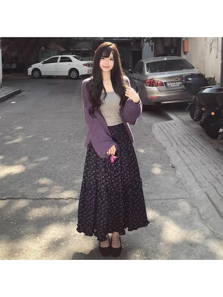 plus Size Women's High Waist F - Midi Skirt Floral 评论和价格